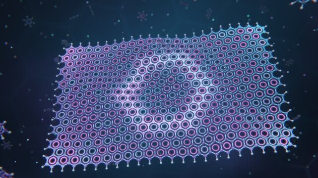 hexagonal benzene rings assembling into graphene honeycomb lattice rolling into carbon nanotube loop 4k