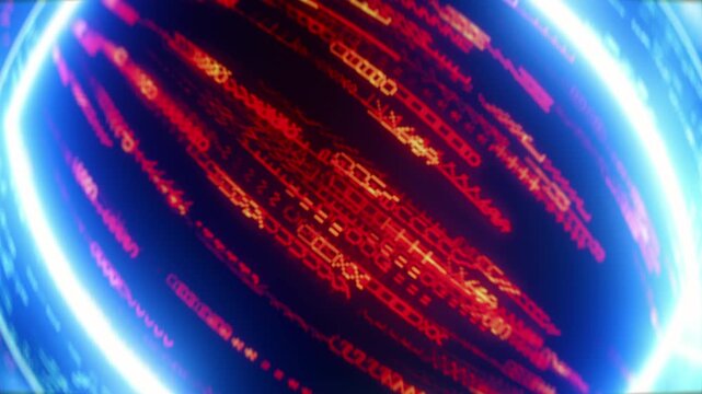 Camera spiraling into hidden passage with programming code, backdoor hacking
