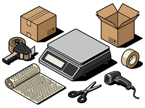 Small Business Shipping Station with Parcel Scale and Packaging Supplies