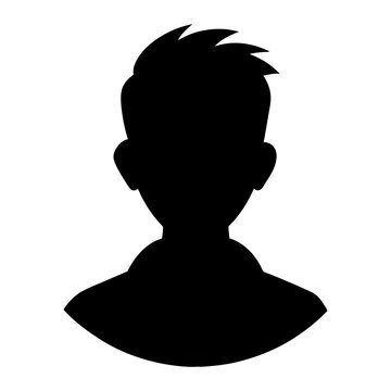 Male user profile avatar silhouette icon, default anonymous person portrait symbol