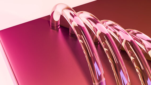 Abstract pink glass tubes over reflective pink surface illustration