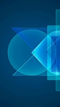 Translucent blue geometric shapes shift across a dark digital gradient field. Technology presentations, corporate title sequences, and digital promotional graphics.