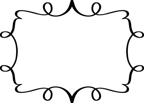 Bold ornate doodle frame vector with swirl loops and curls, vintage hand drawn black border with copy space