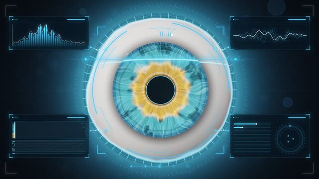 Futuristic 3D Iris Scan Biometric Eye Recognition Holographic HUD Identity Match Seamless Loop