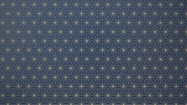 Indigo asanoha hemp leaf pattern slowly drifting on washi paper