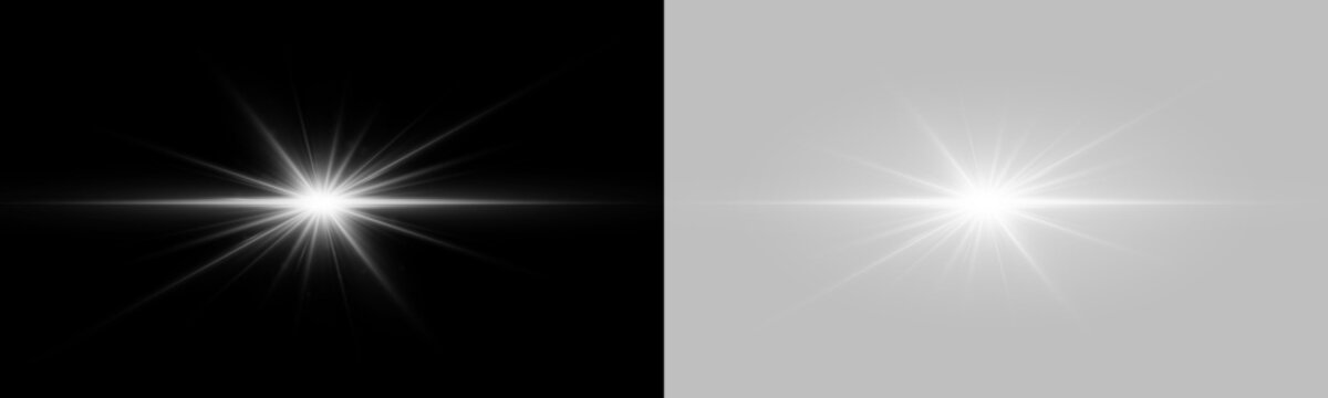 Brilliant white starburst with intense radiant beams, delicate light rays and luminous lens flare effect.