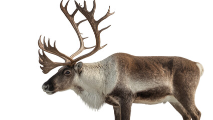 Majestic reindeer with large antlers, isolated on transparent background © Aliona