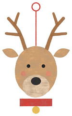 Cute cute reindeer head christmas ornament, christmas gouache style illustration isolated on transparent background © AnimeUtopia