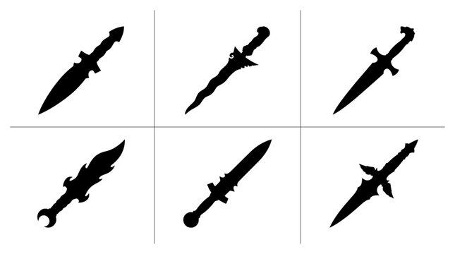 Dagger silhouettes set with various blade and handle designs