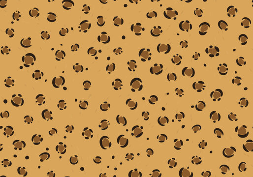 Leopard print seamless pattern with open rosette spots on gold
