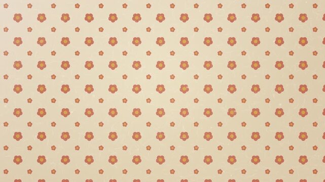Cream Showa retro flower pattern with small red blossoms