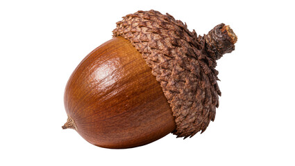 Brown acorn with textured cap isolated on transparent background © Viktor