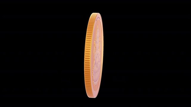3D Ganesha gold coin animation with a detailed Hindu devotional design in an 8-second loop. Transparent background with alpha channel for festive, spiritual, and promo videos.