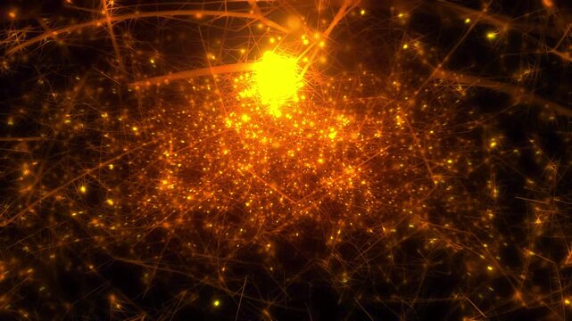 Amber Glowing Particle Network Energy Core VJ Background