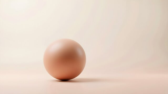 Composici&oacute;n abstracta y minimalista con esfera 3D de tonos rosados y beige sobre fondo neutro con amplio espacio para texto