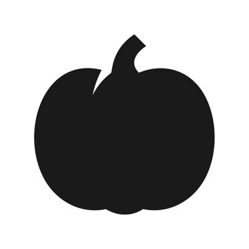 Black silhouette of a pumpkin with a curved stem