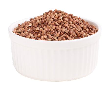 buckwheat in white bowl, transparent background