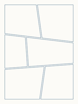 Comic manga panel template for sequential storytelling, graphic novel layouts, and creative design.