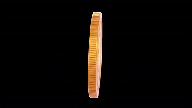 3D Shree Krishna gold coin animation featuring Lord Krishna with flute in an 8-second loop. Transparent background with alpha channel for devotional, spiritual, and festive videos.
