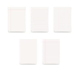 Collection of different types of blank spiral notebook paper sheets transparent background © Mahmuda