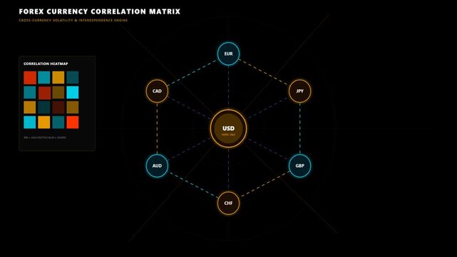 Forex Currency Correlation Matrix Visualization Chart for Financial Market Trading Analysis Data