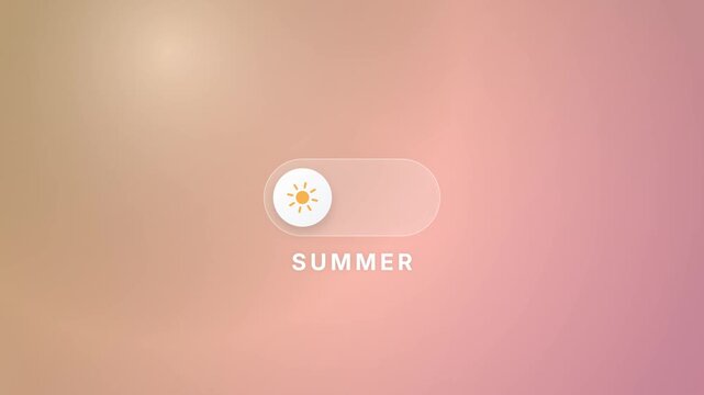 Modern UI toggle switch concept with summer season sun icon on soft pastel gradient background