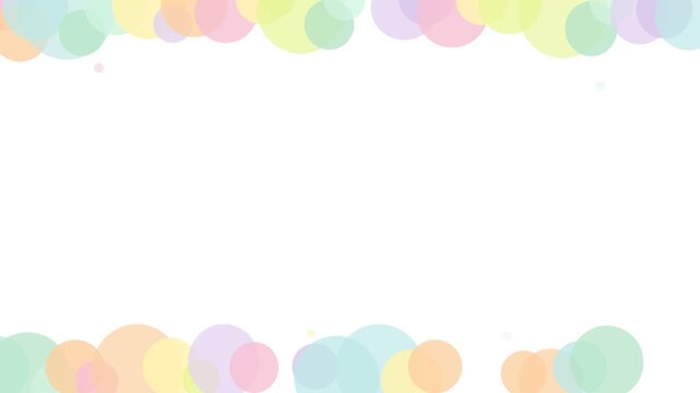 Pastel circles floating along top and bottom borders on white background