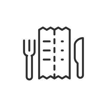 Split bill receipt, linear icon. Shared restaurant payment, bill division and cost splitting between people. Line with editable stroke.