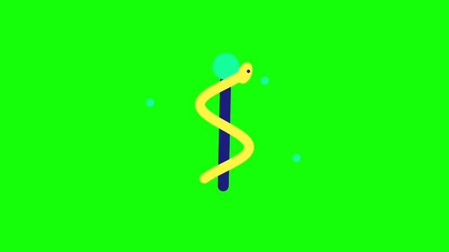 Medical snake animation and rod of asclepius symbol
