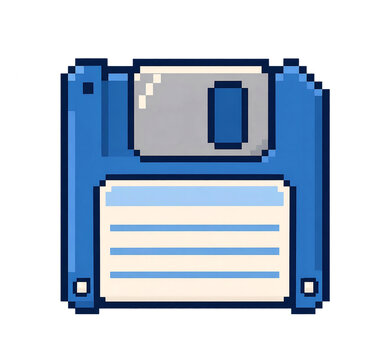 pixel art floppy disk isolated on white