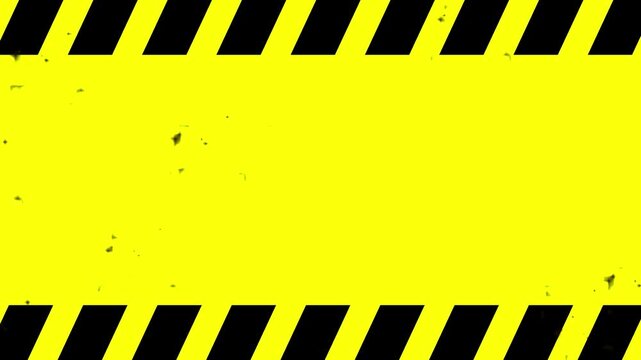 Animation yellow and black caution tape background with industrial warning stripes. Animated Video 4K