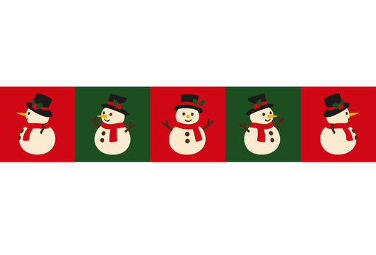 Festive Snowman Character Collection with Red and Green Christmas Holiday Pattern
