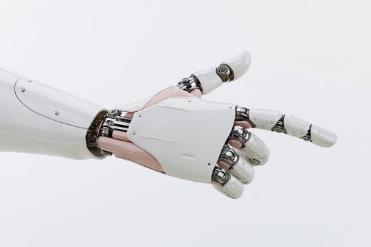 The robotic prosthetic hand with sleek design and precise mechanical joints
