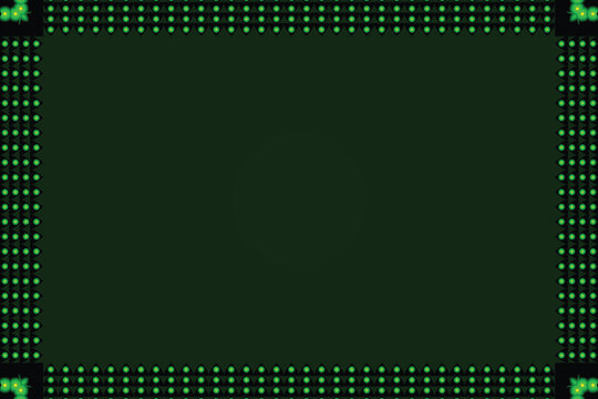 Decorative rectangular frame with green glowing dot pattern on a dark background, for digital display, and