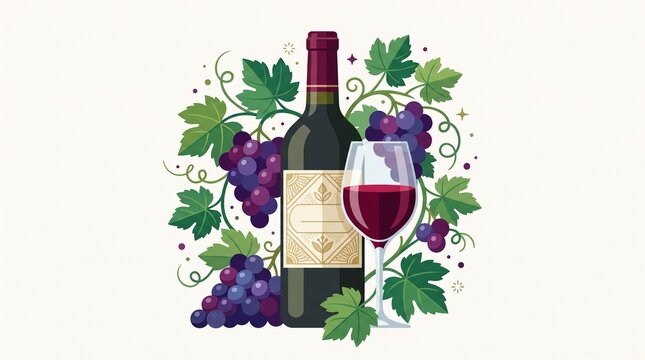 Cabernet Franc Day Vector Illustration with Wine Bottle and Glass