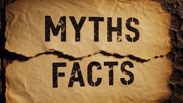 Myths and Facts Text on Vintage Parchment Paper Background