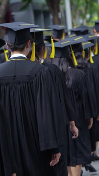 backside graduation hats during commencement success graduates of the university, Concept education congratulation. Graduation Ceremony ,Congratulated the graduates in University during commencement