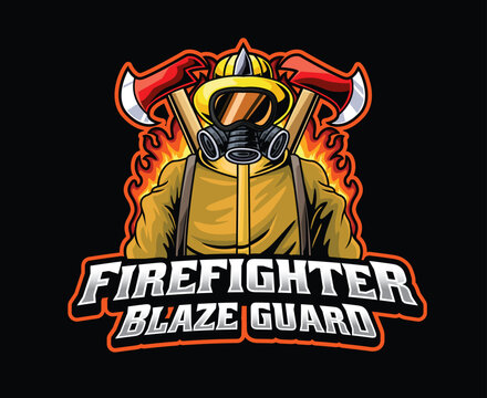 Firefighter Blaze Guard Mascot Logo Illustration
