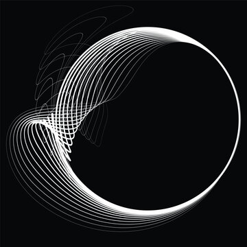 Lines in Circle Form . Rotate rounded shape Vector Illustration .Rotating circles form a ring.Rotating design element . Various circle lines forming round frame . Abstract Geometric line art .
