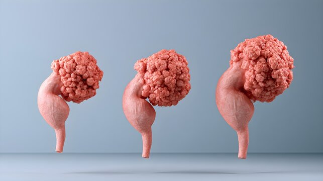 Colon with polyps growth stages