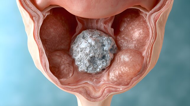 Uterus with a partially calcified fibroid