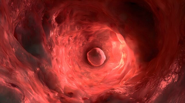 Endoscopic view of uterine cavity with polyp