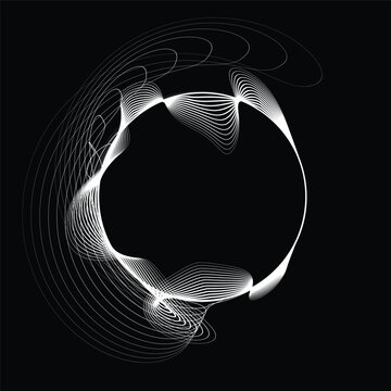Lines in Circle Form . Rotate rounded shape Vector Illustration .Rotating circles form a ring.Rotating design element . Various circle lines forming round frame . Abstract Geometric line art .
