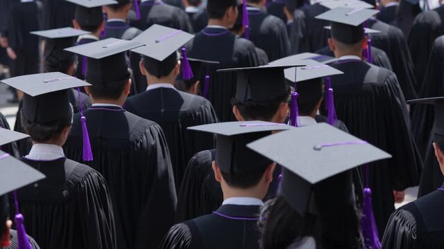 backside graduation hats during commencement success graduates of the university, Concept education congratulation. Graduation Ceremony ,Congratulated the graduates in University during commencement