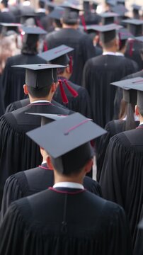 backside graduation hats during commencement success graduates of the university, Concept education congratulation. Graduation Ceremony ,Congratulated the graduates in University during commencement