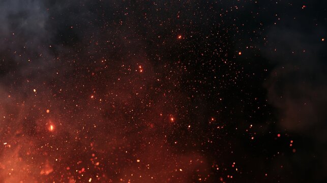The Embers in Fiery Smoke: An Abstract Nighttime Explosion of Light