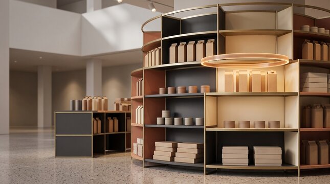Modern library corner with wooden bookshelves and storage