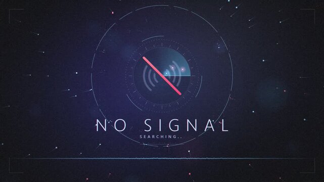 No signal screen animation radar searching for connection glitch broken signal icon dark modern 4K