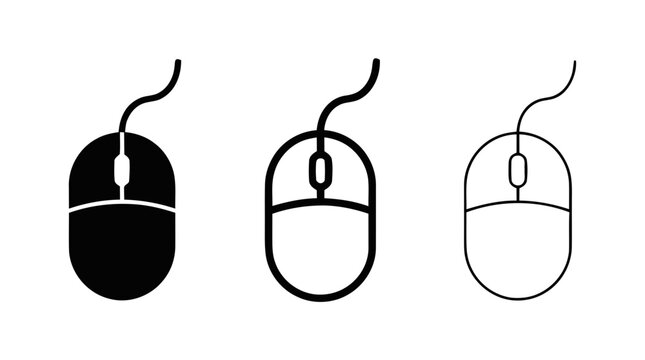 Vector illustration of computer mouse vector icon set on a transparent background