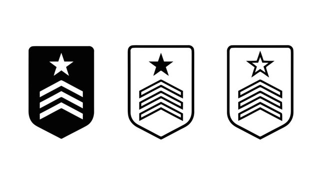 Vector illustration of military rank badges icon set, army chevron symbol on a transparent background